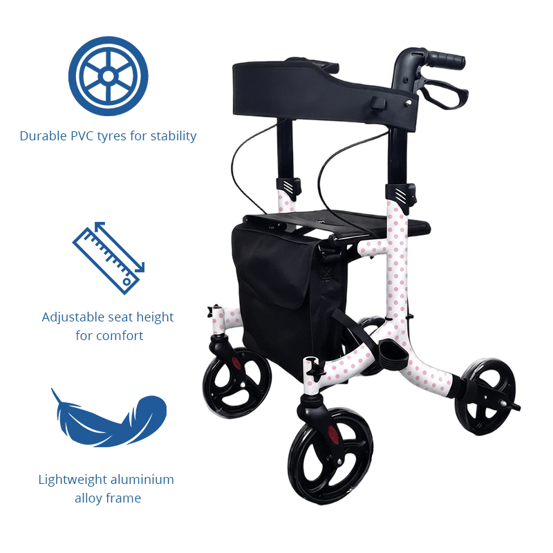 AR2040-P   Rollator Walker for Seniors with Heavy Duty Aluminum Frame, Fall Prevention Support, Foldable Design & Custom OEM Solutions