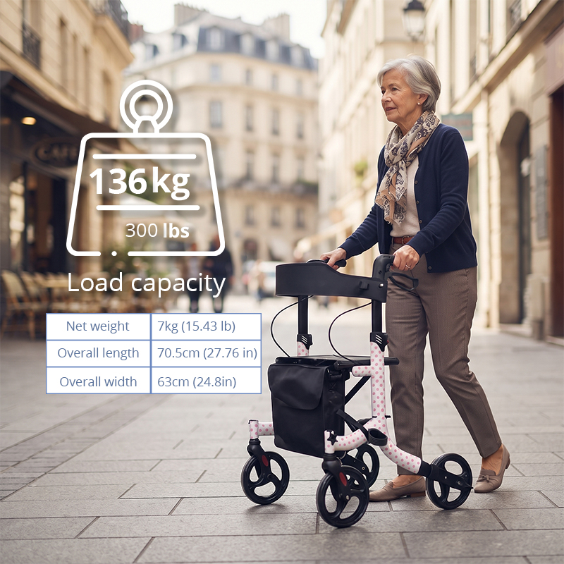 AR2040-P   Rollator Walker for Seniors with Heavy Duty Aluminum Frame, Fall Prevention Support, Foldable Design & Custom OEM Solutions