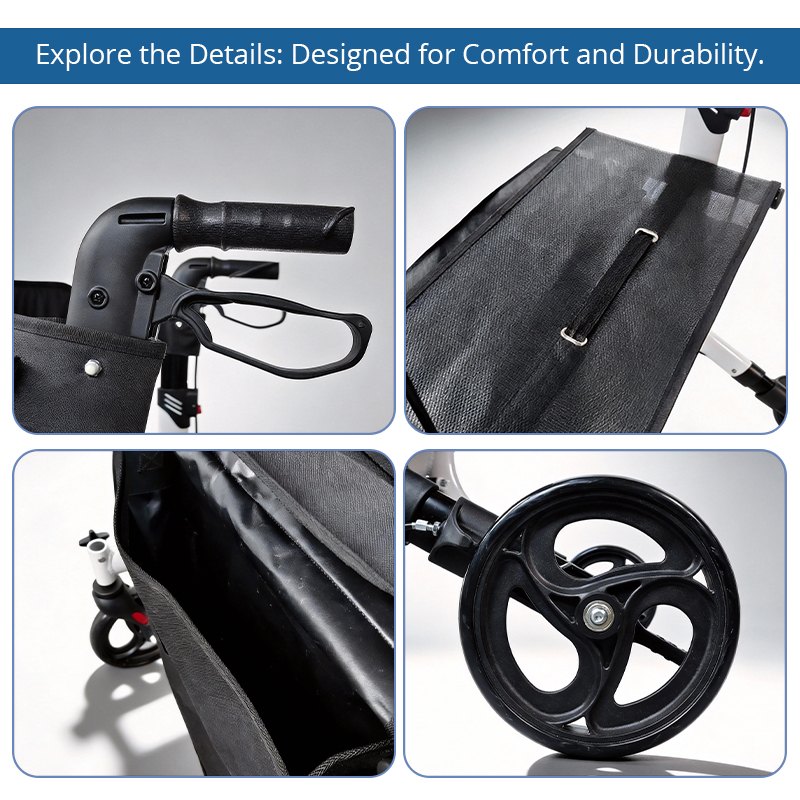 AR2040-P   Rollator Walker for Seniors with Heavy Duty Aluminum Frame, Fall Prevention Support, Foldable Design & Custom OEM Solutions