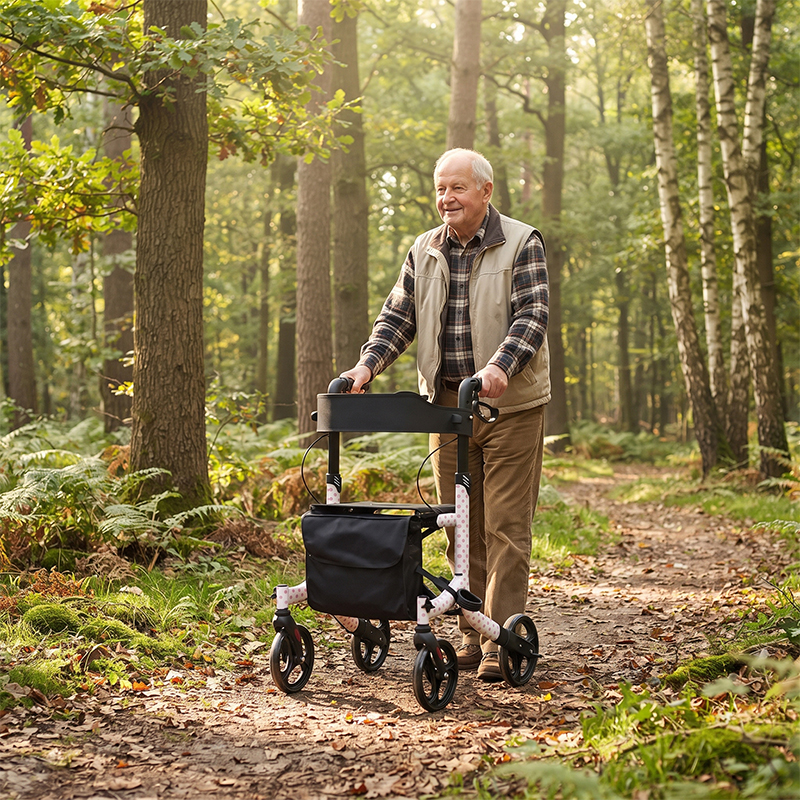 AR2040-P   Rollator Walker for Seniors with Heavy Duty Aluminum Frame, Fall Prevention Support, Foldable Design & Custom OEM Solutions