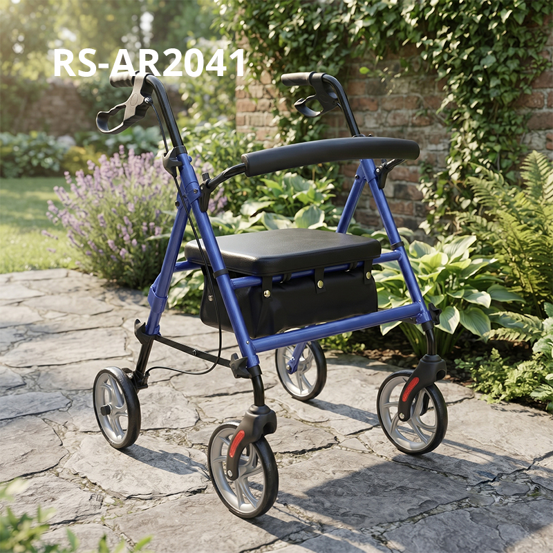 AR2041   Aluminum Rollator Walker OEM ODM Service Foldable Mobility Aid for Elderly Seniors with Seat and Storage Bag