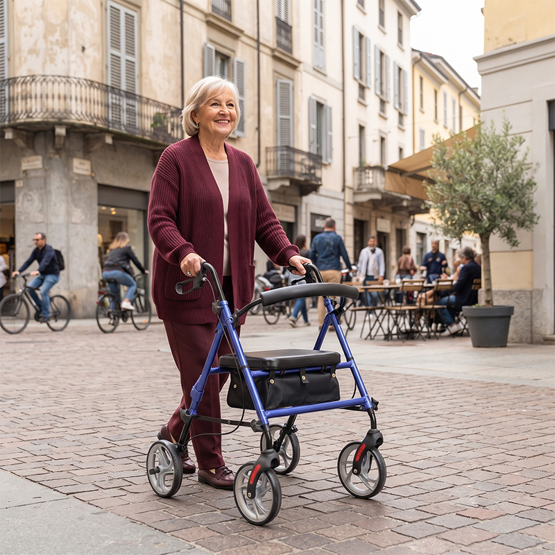 AR2041   Aluminum Rollator Walker OEM ODM Service Foldable Mobility Aid for Elderly Seniors with Seat and Storage Bag