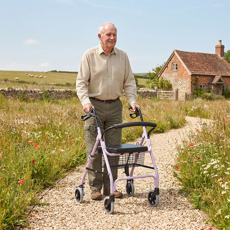 AR2042-PP    Rollator Walker Manufacturer Custom Foldable Walking Aid with Seat Basket for Elderly Seniors Balance Support