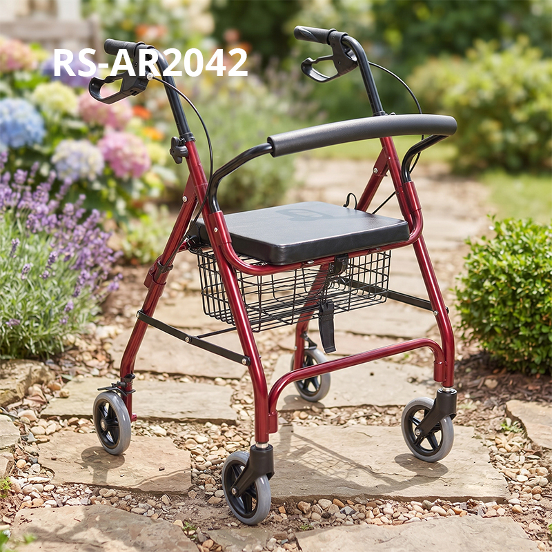 AR2042   Aluminum Rollator Walker Manufacturer for Elderly Care Lightweight Folding Walking Aid with OEM ODM Customization