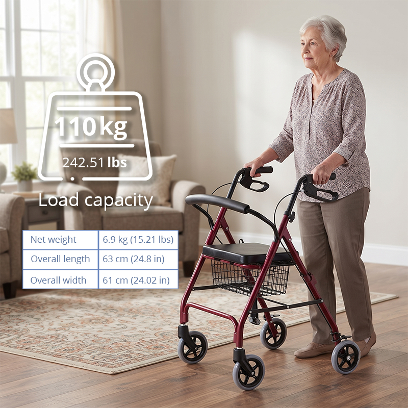 AR2042   Aluminum Rollator Walker Manufacturer for Elderly Care Lightweight Folding Walking Aid with OEM ODM Customization