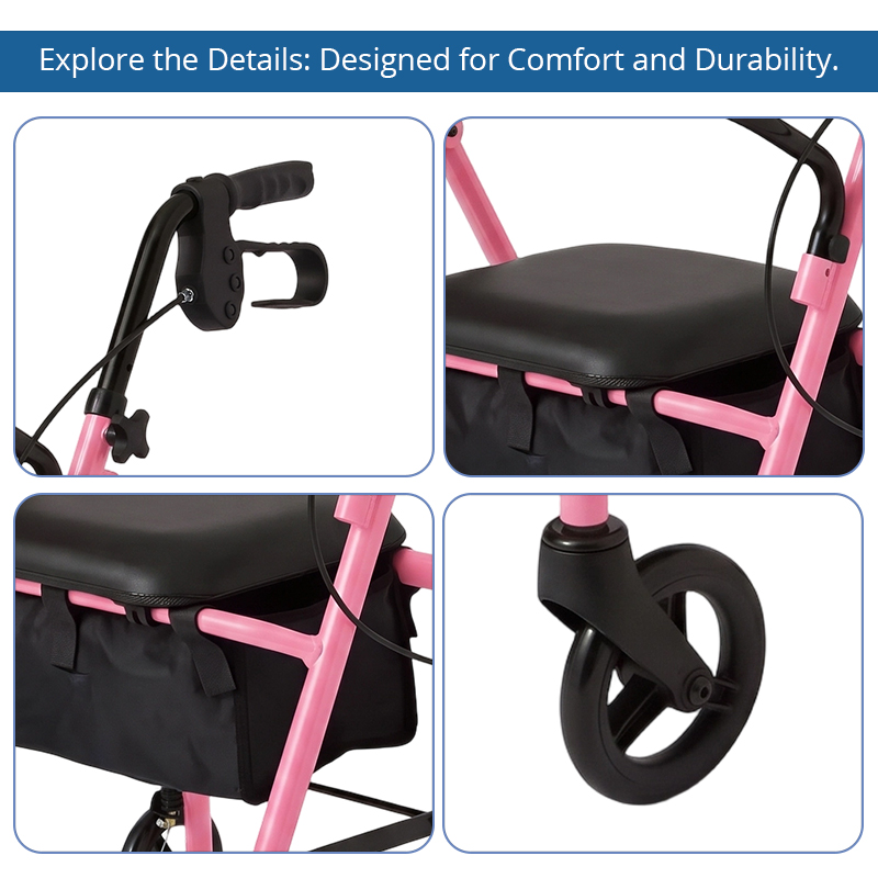 AR2047-P   Rollator Walker for Elderly Fall Prevention Lightweight Mobility Aid Rehabilitation Support Supplier