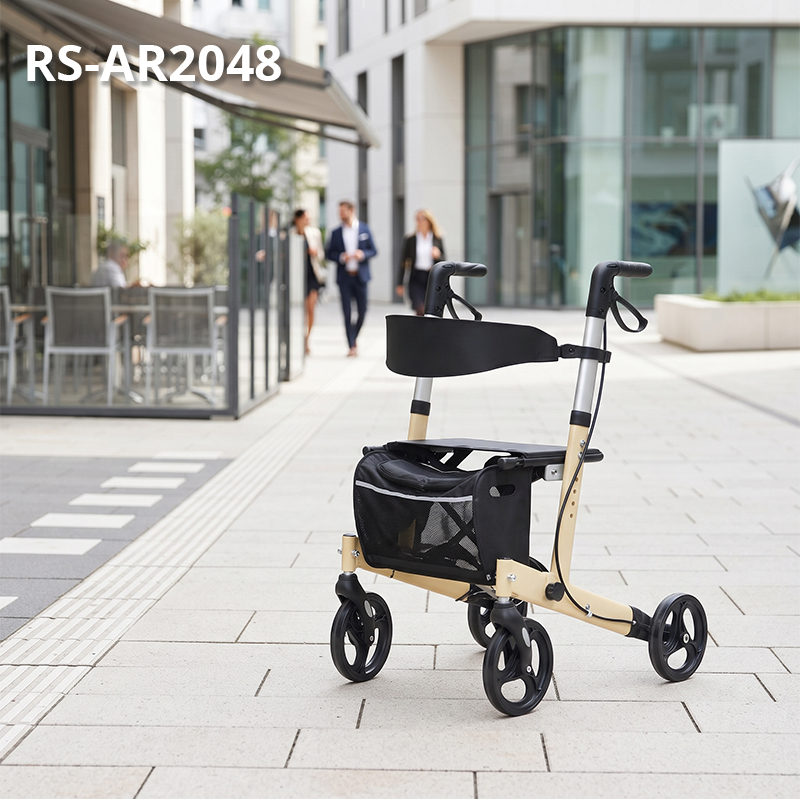 AR2048-Y  Aluminum Rollator Walker for Elderly Seniors with Seat Storage Bag Height Adjustable for Safe Mobility