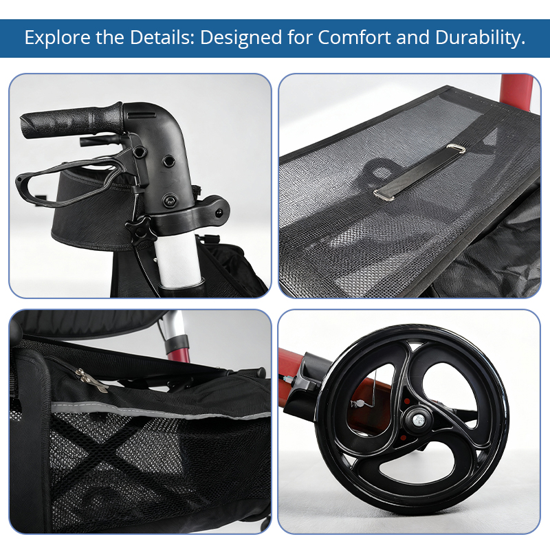 AR2048 Folding Rollator Walker for Mobility-Impaired Individuals Premium Durable and Easy-to-Use Solution for Outdoor Walking Needs