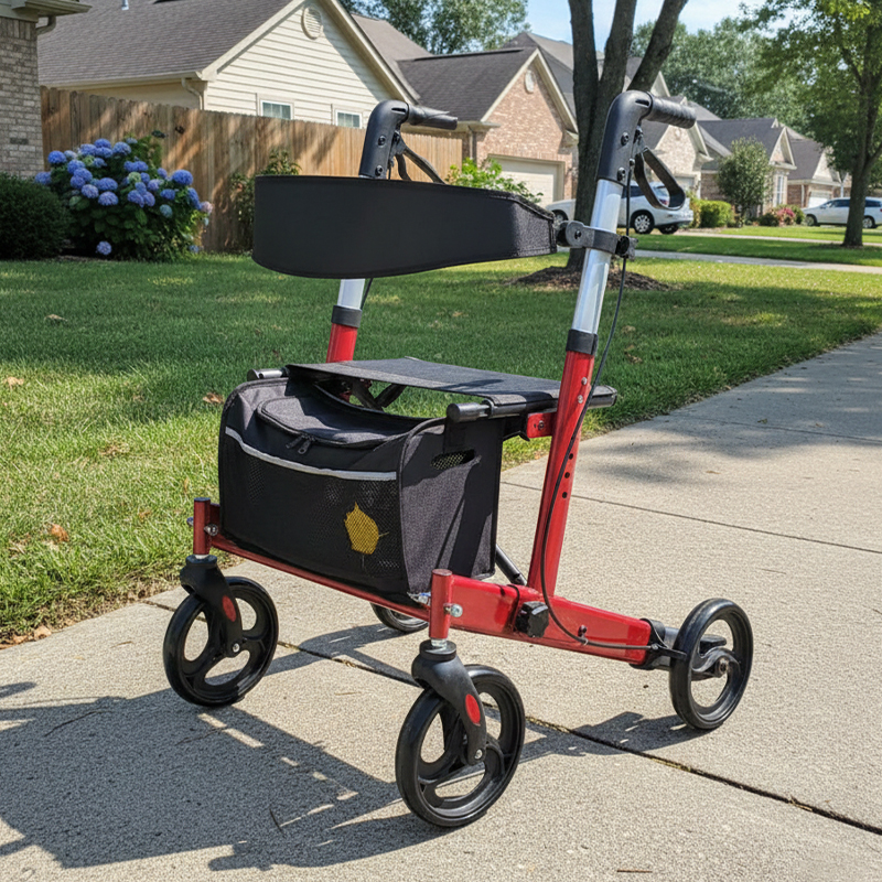 AR2048-B  Folding Aluminum Rollator Walker Anti-Slippery Design for Mobility-Impaired Individuals Premium Durable Easy-to-Use Solution