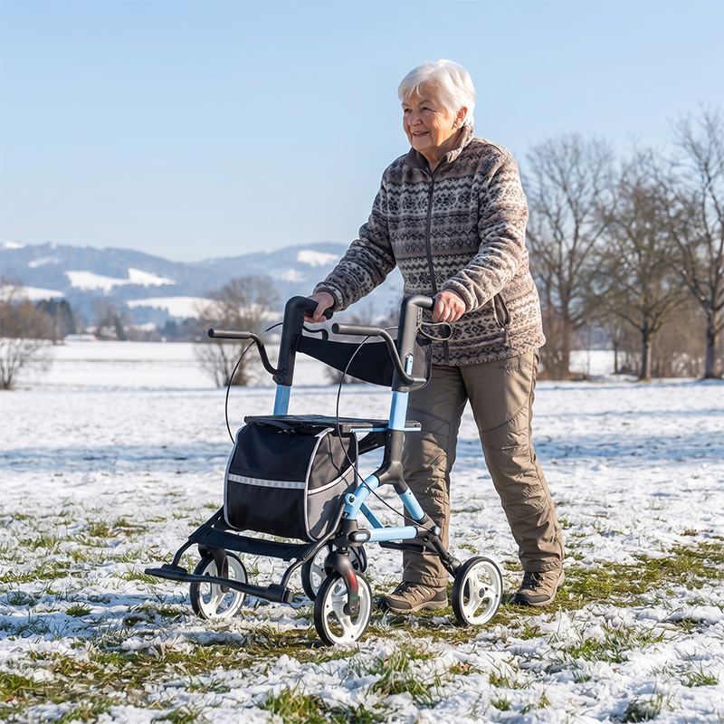 AR2049-B   Aluminum Rollator Walker with Seat 160KG Capacity Foldable Stable Walking Aid for Elderly