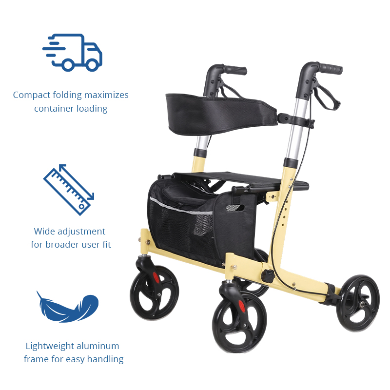 AR2050-Y   Aluminum Rollator Walker for Seniors | Lightweight Mobility Aid with Custom OEM ODM Manufacturing Solution