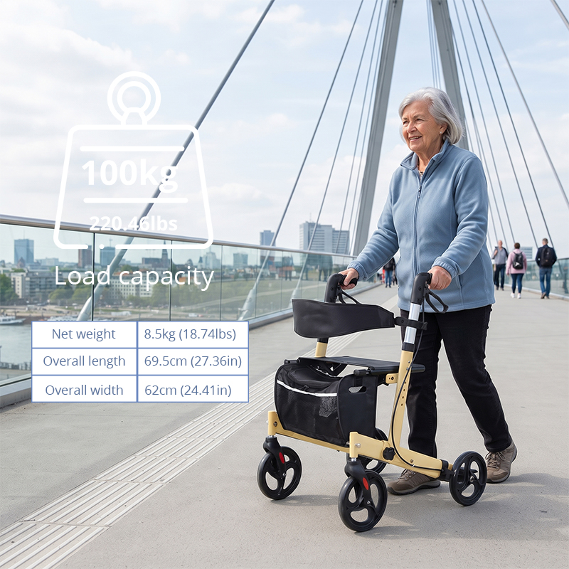 AR2050-Y   Aluminum Rollator Walker for Seniors | Lightweight Mobility Aid with Custom OEM ODM Manufacturing Solution