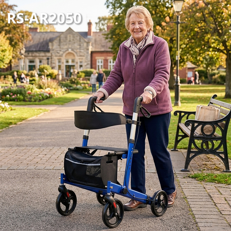 AR2050   Aluminum Rollator Walker for Elderly Relaxsmith AR2050 CE Certified Foldable Lightweight Mobility Aid Seat Easy Storage Stable