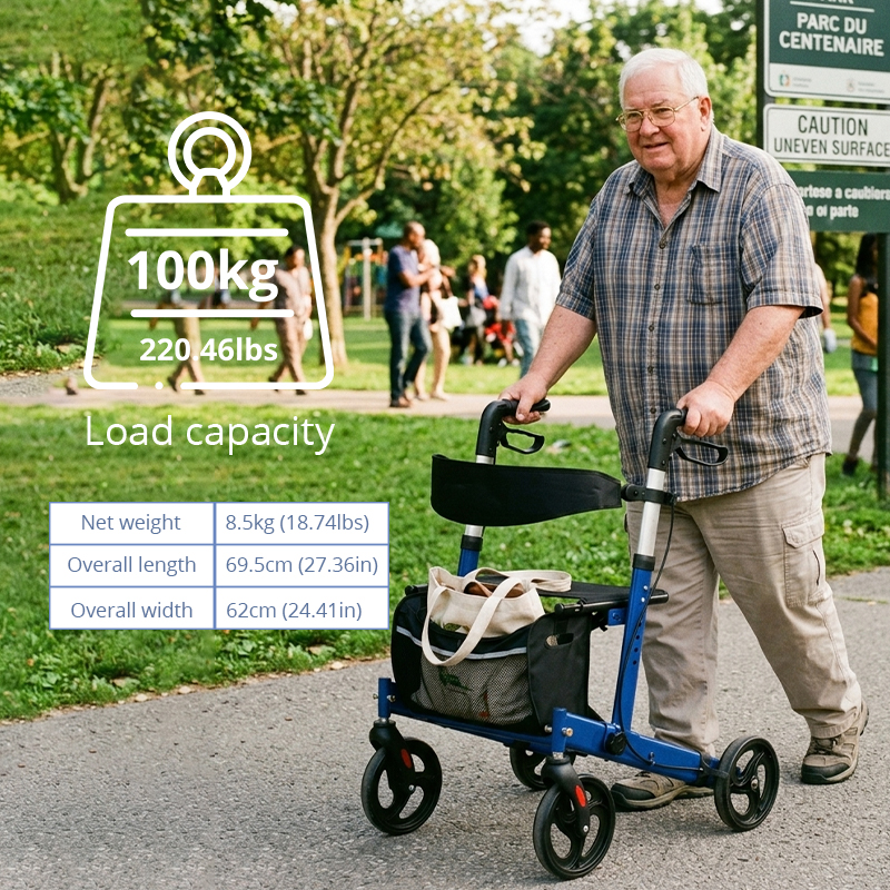 AR2050   Aluminum Rollator Walker for Elderly Relaxsmith AR2050 CE Certified Foldable Lightweight Mobility Aid Seat Easy Storage Stable