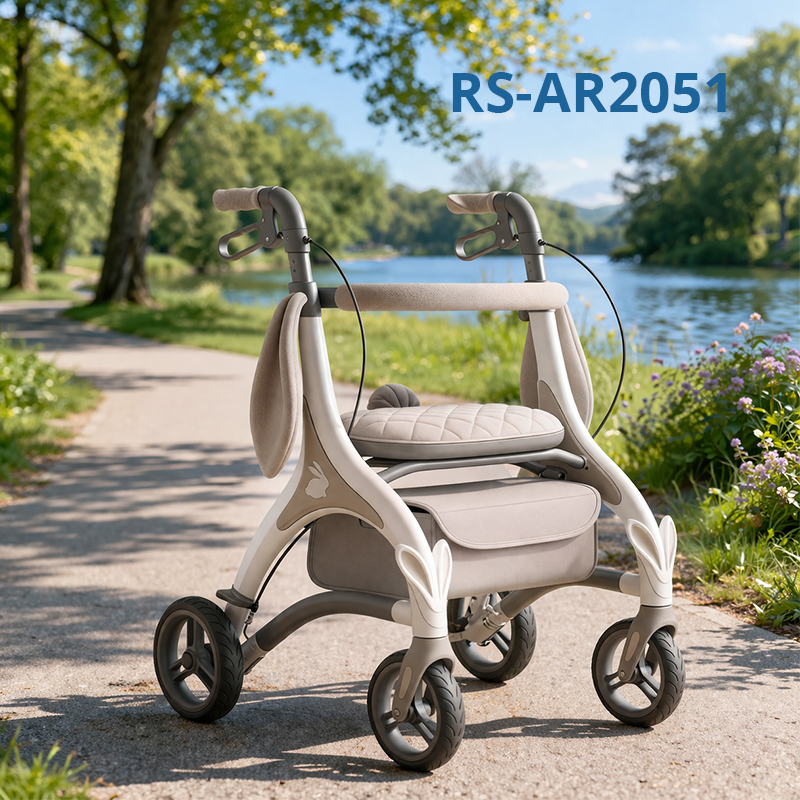 AR2051   Aluminum Rollator Walker for Elderly Foldable Lightweight Comfortable Stable Mobility Aid OEM ODM Easy Storage Senior Relaxsmith