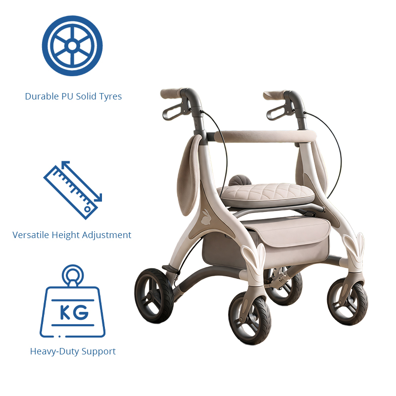 AR2051   Aluminum Rollator Walker for Elderly Foldable Lightweight Comfortable Stable Mobility Aid OEM ODM Easy Storage Senior Relaxsmith