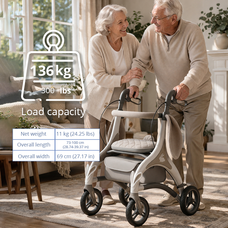 AR2051   Aluminum Rollator Walker for Elderly Foldable Lightweight Comfortable Stable Mobility Aid OEM ODM Easy Storage Senior Relaxsmith