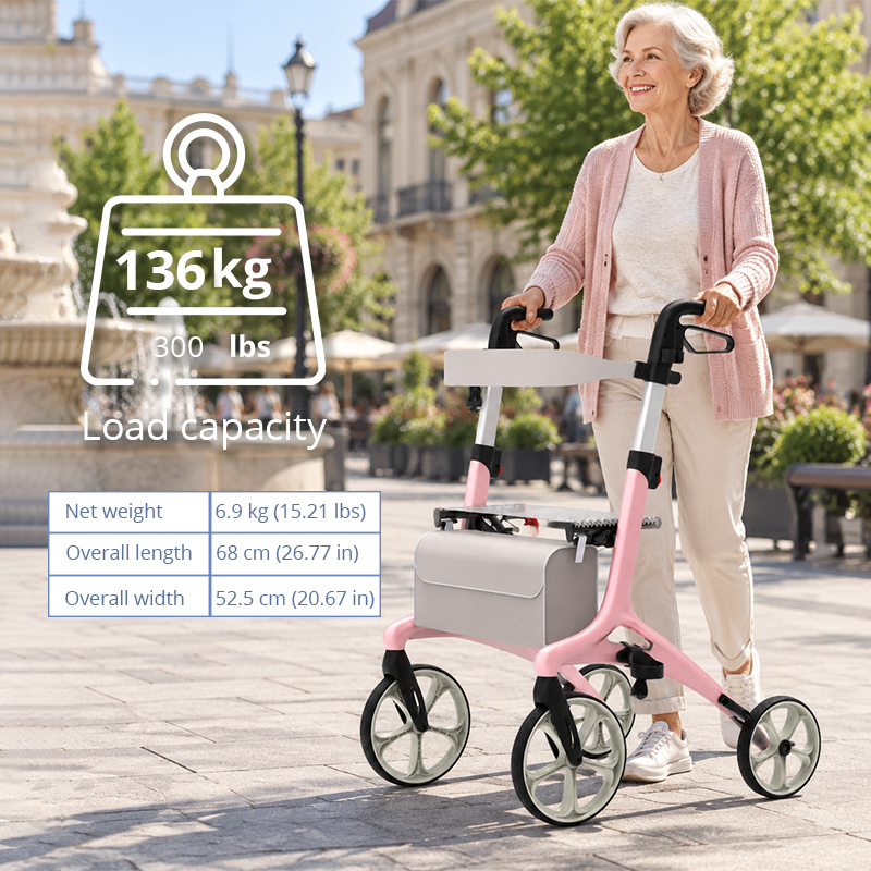 AR2052-PP   Lightweight Rollator Walker for Elderly Care with Durable Frame, Mobility Support and OEM Customization