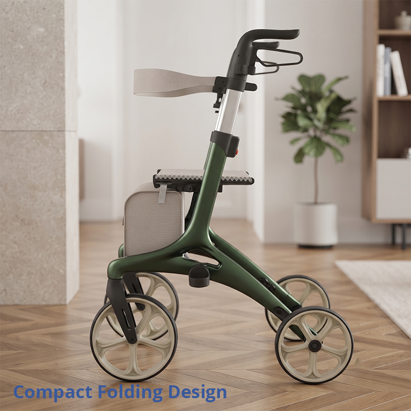 AR2052   Aluminum Rollator Walker for Elderly with Seat Lightweight Folding Mobility Aid OEM ODM Manufacturer Service