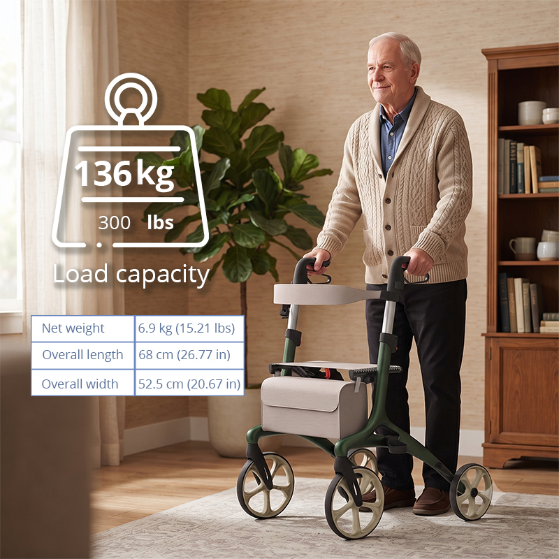 AR2052   Aluminum Rollator Walker for Elderly with Seat Lightweight Folding Mobility Aid OEM ODM Manufacturer Service