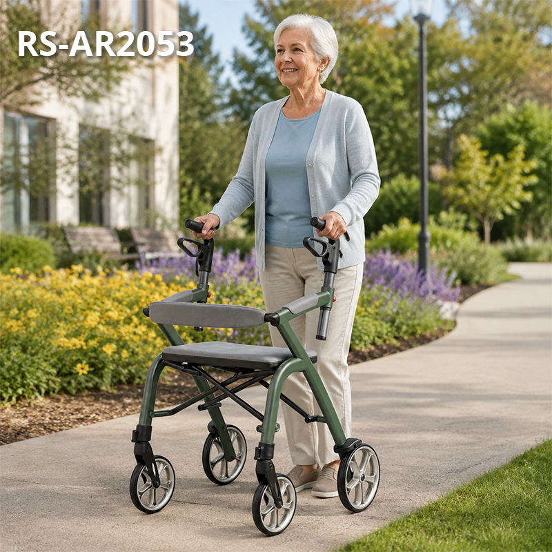 AR-2053 Lightweight Aluminum Rollator Walker with Seat for Elderly Rehabilitation and Safe Walking Support OEM ODM