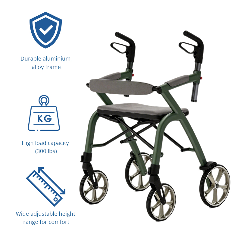 AR-2053 Lightweight Aluminum Rollator Walker with Seat for Elderly Rehabilitation and Safe Walking Support OEM ODM