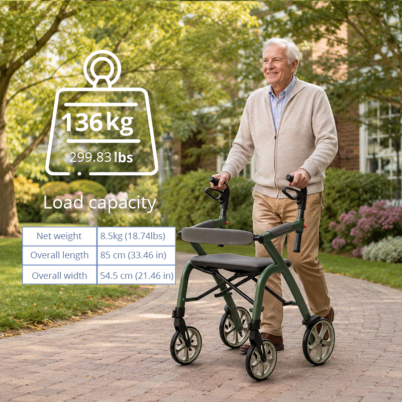 AR-2053 Lightweight Aluminum Rollator Walker with Seat for Elderly Rehabilitation and Safe Walking Support OEM ODM