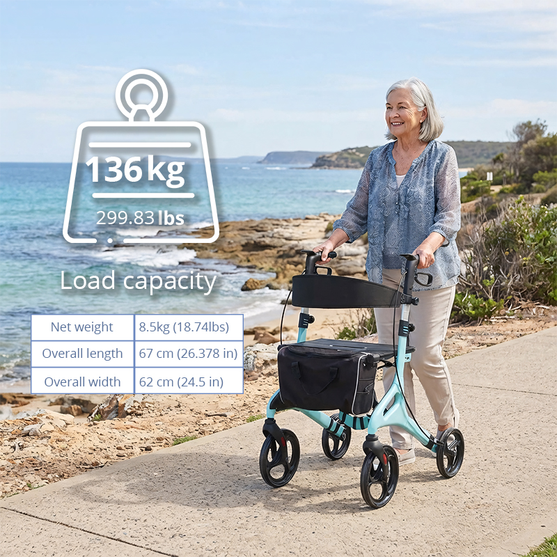 AR2055  Foldable Aluminum Rollator Walker with Seat and Backrest for Elderly Mobility Aid Manufacturer