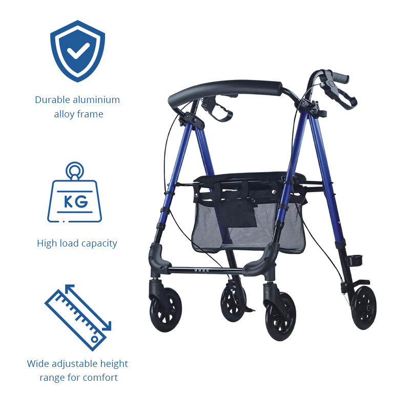 AR2058  Foldable Aluminum Rollator Walker with Seat and Backrest for Elderly Mobility Aid Manufacturer