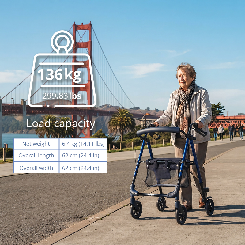 AR2058  Foldable Aluminum Rollator Walker with Seat and Backrest for Elderly Mobility Aid Manufacturer