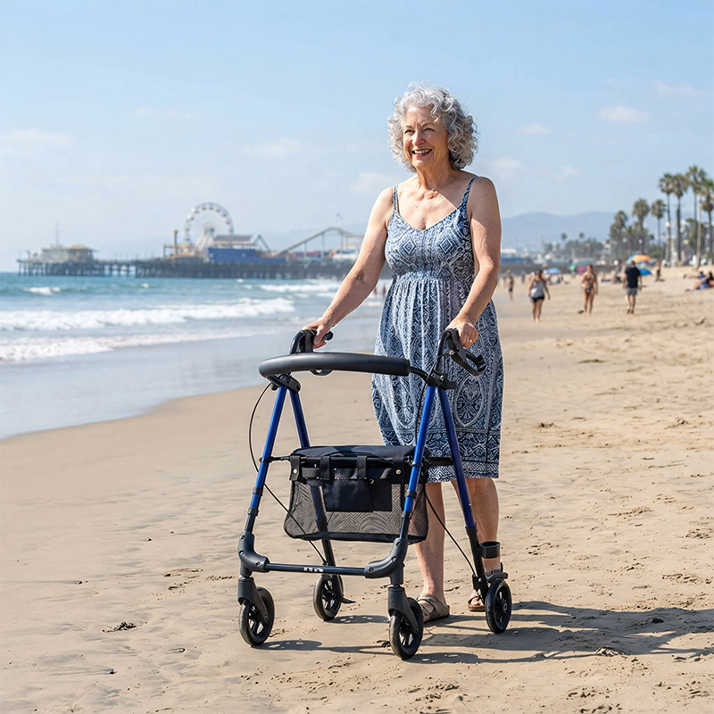 AR2058  Foldable Aluminum Rollator Walker with Seat and Backrest for Elderly Mobility Aid Manufacturer