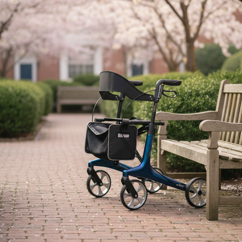 RS-CR3004 Carbon Fiber Rollator Walker ODM Lightweight Foldable CE Certified Strength Assistance Mobility Aid for