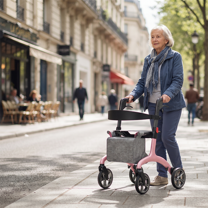 CR3006-P  Carbon Fiber Rollator Walker for Elderly | Lightweight Foldable CE Certified  Mobility Aid for Outdoor