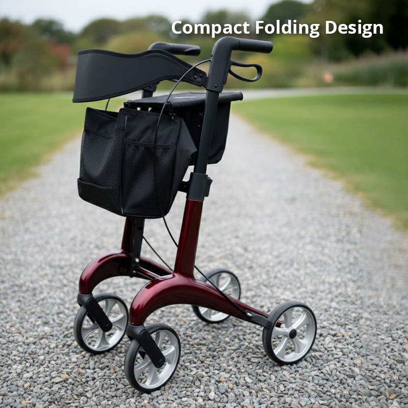 CR3009-PP   Ultralight Carbon Fiber Rollator Walker for  Care Users Adjustable Handlebars for Enhanced Mobility and Stability