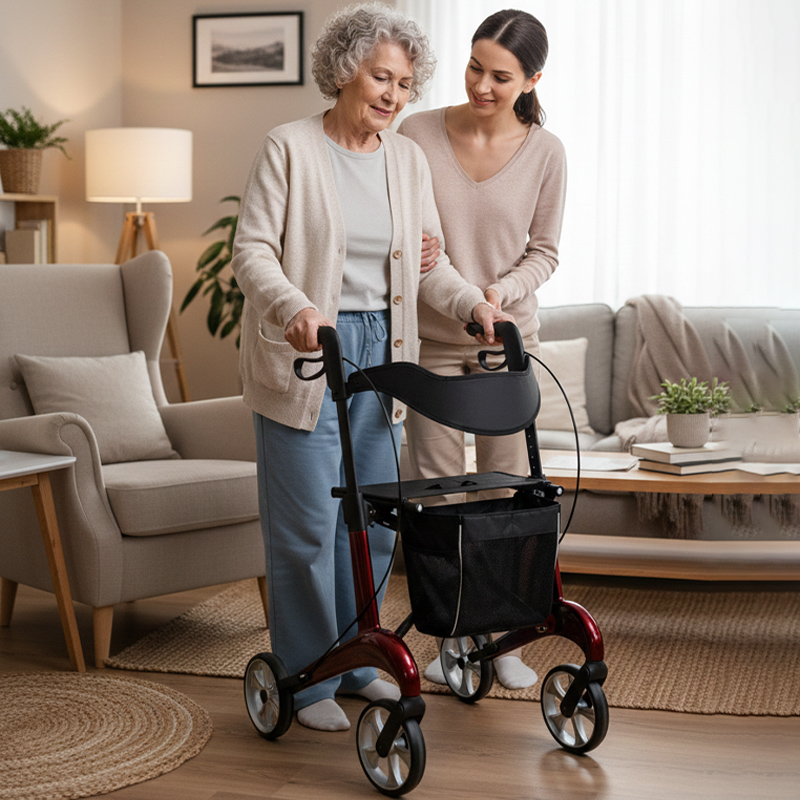 CR3009-PP   Ultralight Carbon Fiber Rollator Walker for  Care Users Adjustable Handlebars for Enhanced Mobility and Stability