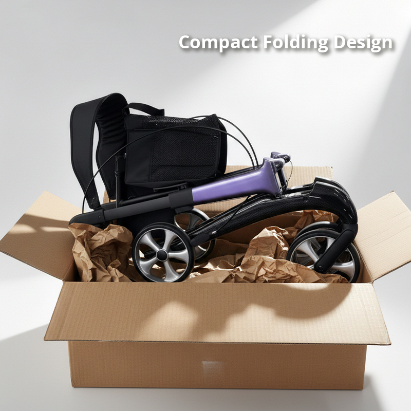 CR3010-P    Carbon Fiber Rollator Walker CE Certified Height Adjustable Compact Folding  Hospital Use for Patients Elderly