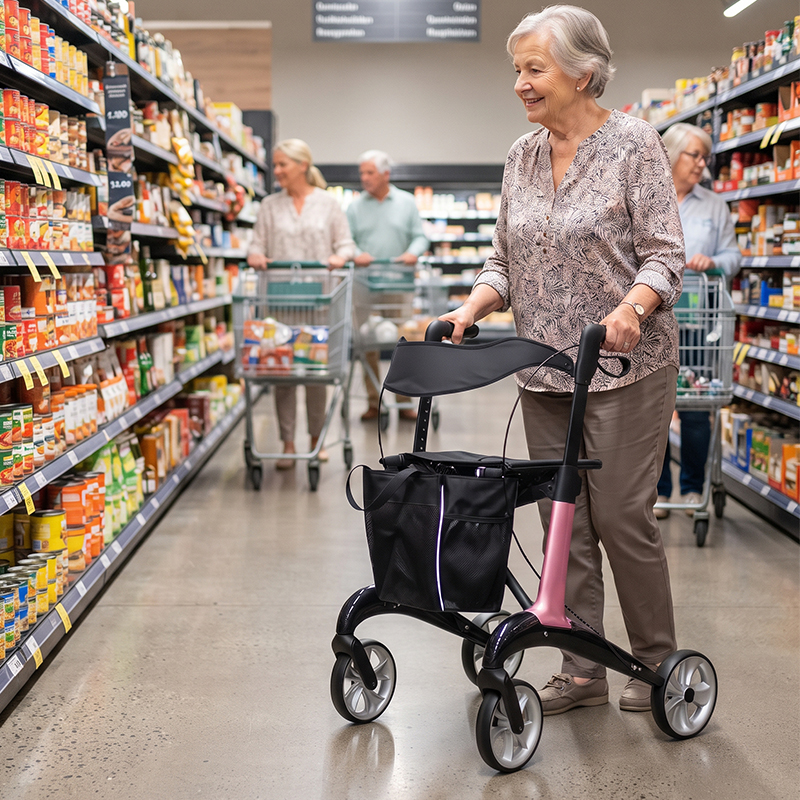 CR3010-P    Carbon Fiber Rollator Walker CE Certified Height Adjustable Compact Folding  Hospital Use for Patients Elderly