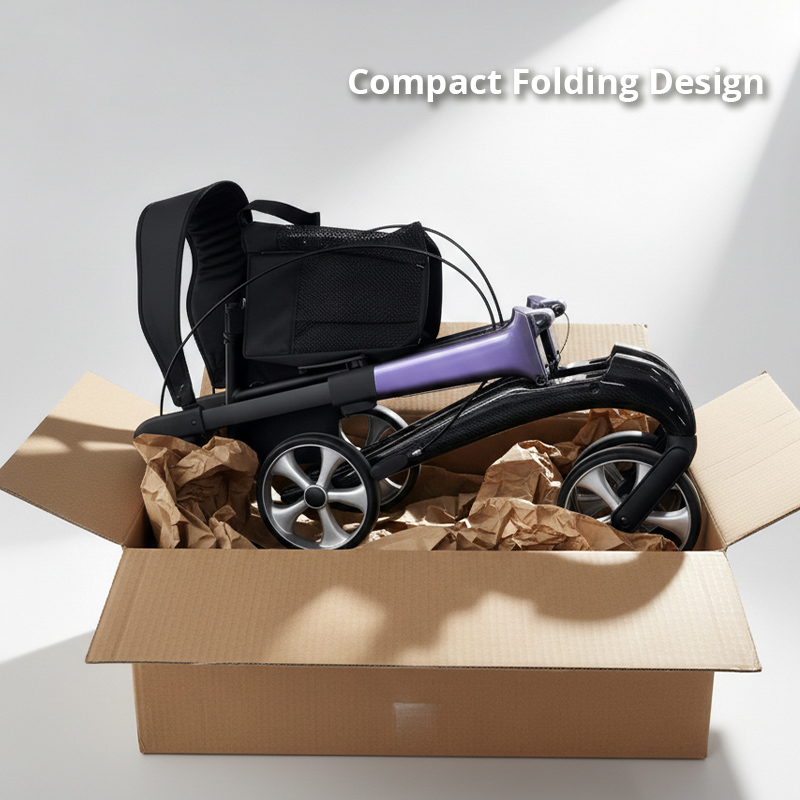 CR3010-PP   Carbon Fiber Rollator Walker  CE Certified Height Adjustable Compact Folding Design for Patients Elderly