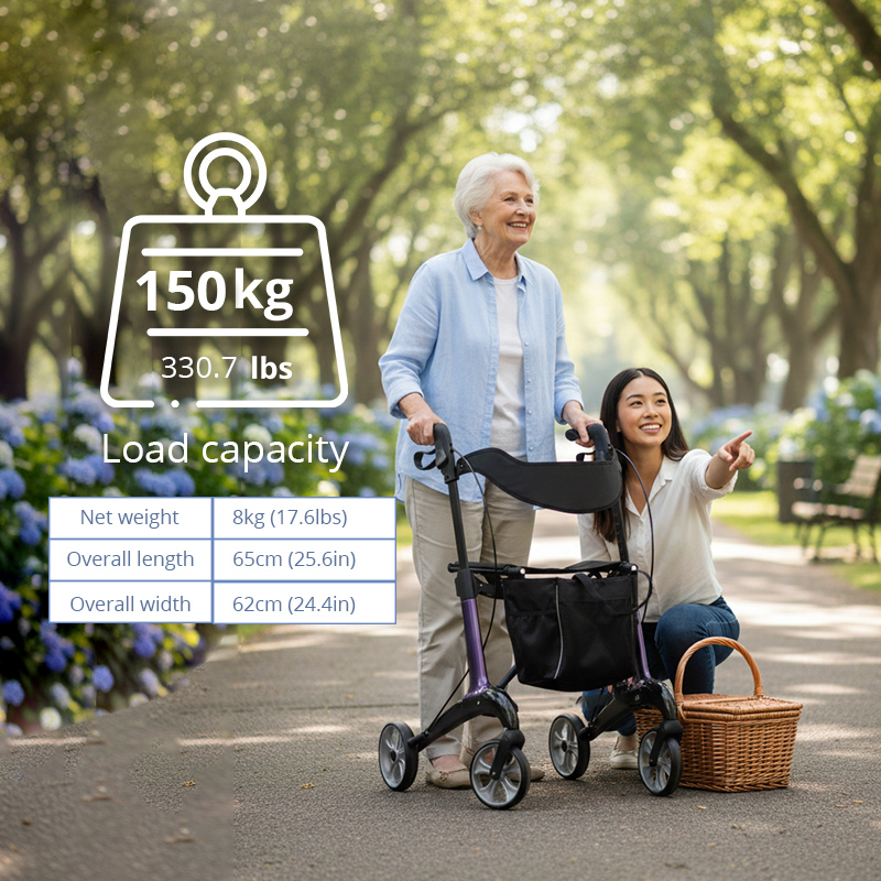 CR3010-P  Carbon Fiber Rollator Walker Supplier for Seniors with Fall Prevention Design and Professional OEM ODM Service