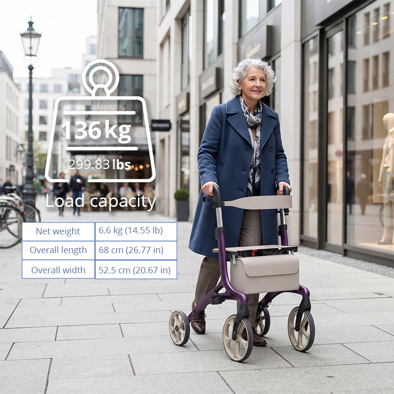 CR3011-PP   Ultralight Carbon Fiber Rollator CE Certified Hospital Use Rehabilitation Patients Adjustable Height Compact Folding