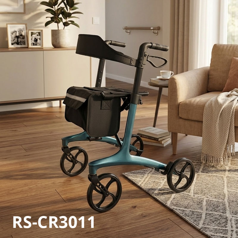 CR3011-P   Ultralight Carbon Fiber Rollator CE Certified Hospital Use Rehabilitation Patients Adjustable Height Compact Folding High Weight