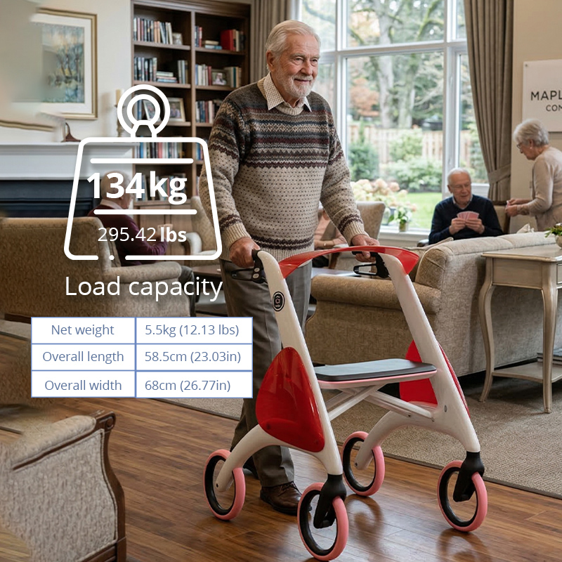 CR3012 Ultra Lightweight Carbon Fiber Rollator Walker OEM ODM Medical Mobility Solution for Rehabilitation Patients Heavy Duty