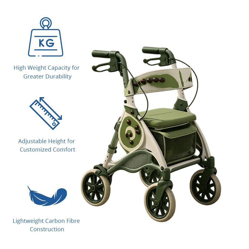 CR-3023 Carbon Fiber Rollator Walker Future Concept Design Lightweight Foldable Medical Mobility Aid OEM Supplier