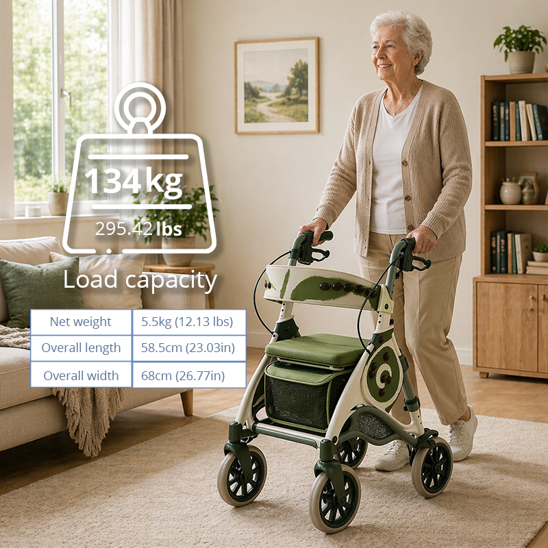 CR-3023 Carbon Fiber Rollator Walker Future Concept Design Lightweight Foldable Medical Mobility Aid OEM Supplier