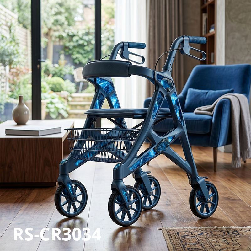 CR-3034 Futuristic Carbon Fiber Rollator Walker Concept Design with Blue LED Accents and Stylish for Seniors  Ideal for B2B Wholesale