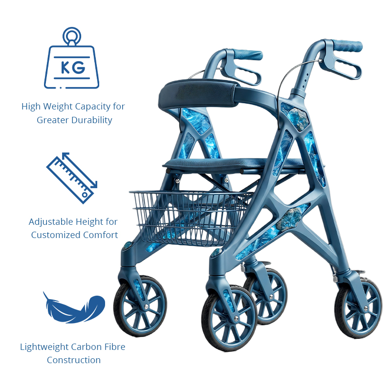 CR-3034 Futuristic Carbon Fiber Rollator Walker Concept Design with Blue LED Accents and Stylish for Seniors  Ideal for B2B Wholesale