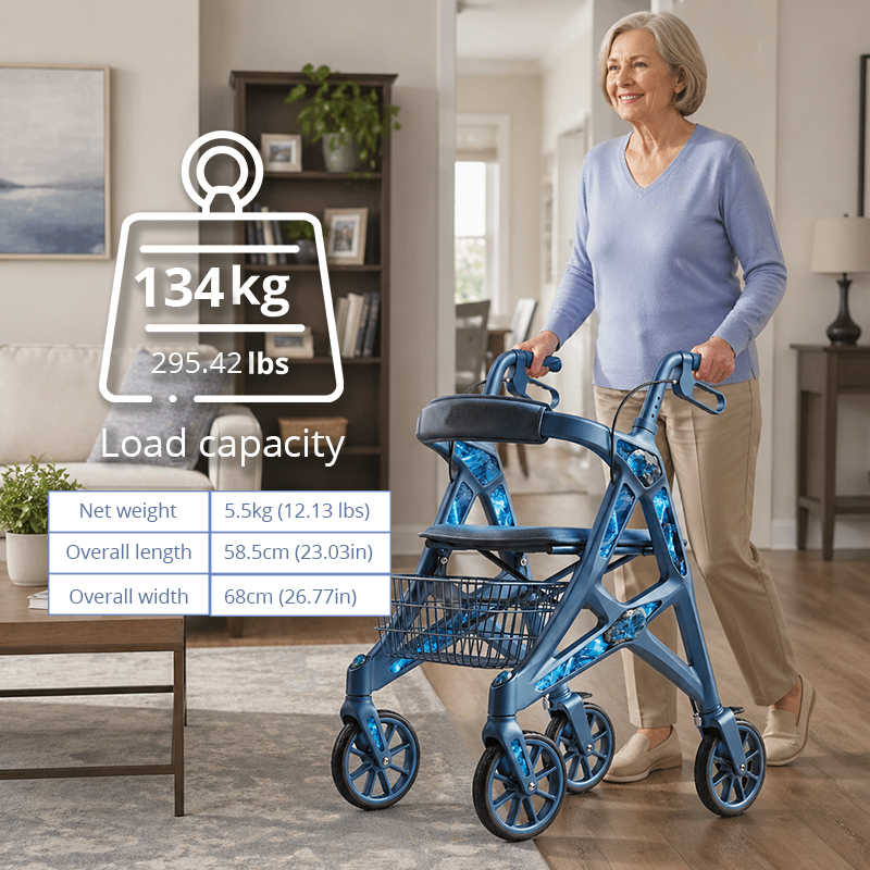 CR-3034 Futuristic Carbon Fiber Rollator Walker Concept Design with Blue LED Accents and Stylish for Seniors  Ideal for B2B Wholesale