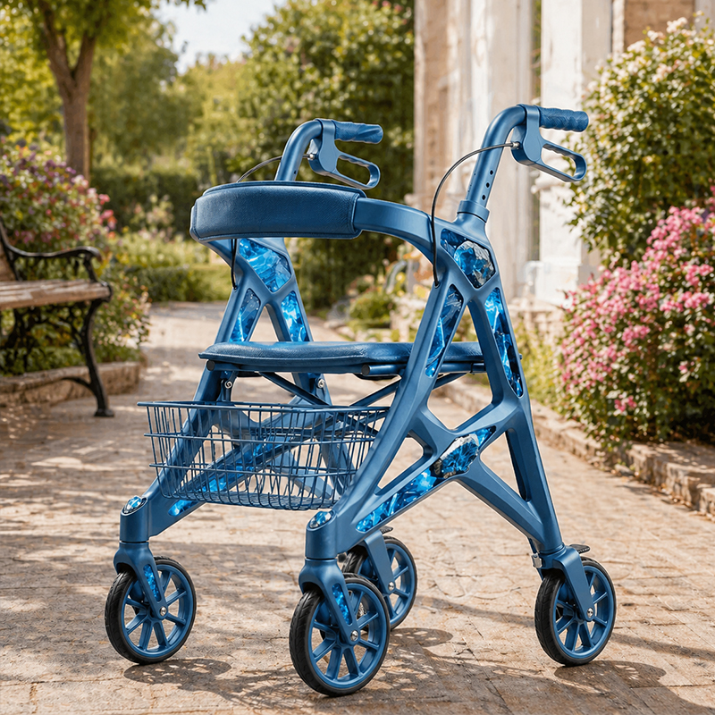 CR-3034 Futuristic Carbon Fiber Rollator Walker Concept Design with Blue LED Accents and Stylish for Seniors  Ideal for B2B Wholesale