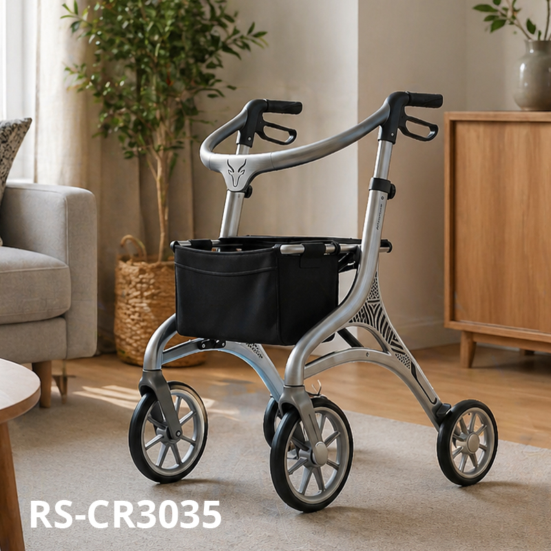 CR-3035 Carbon Fiber Rollator Walker - Future-Forward Design Adjustable Height High Load Capacity Advanced Mobility Aid for Elderly Care