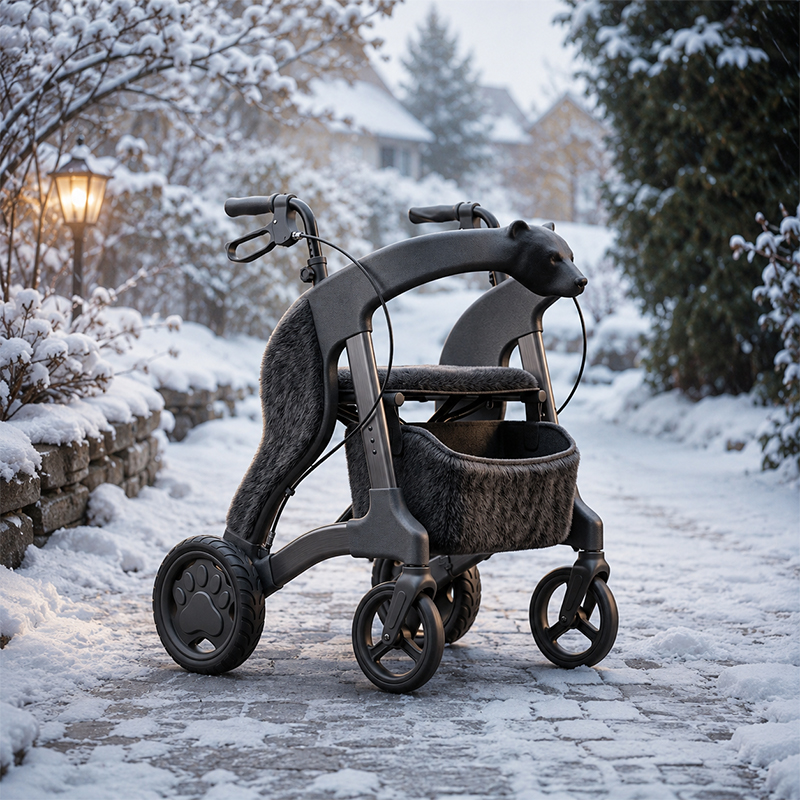 CR3051 New Design Concept Rollator Walker Carbon Fiber Frame Fur Seat Paw Wheel Design for B2B OEM ODM
